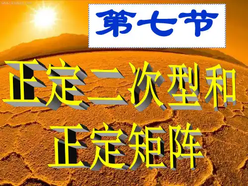第七节 正定二次型和正定矩阵