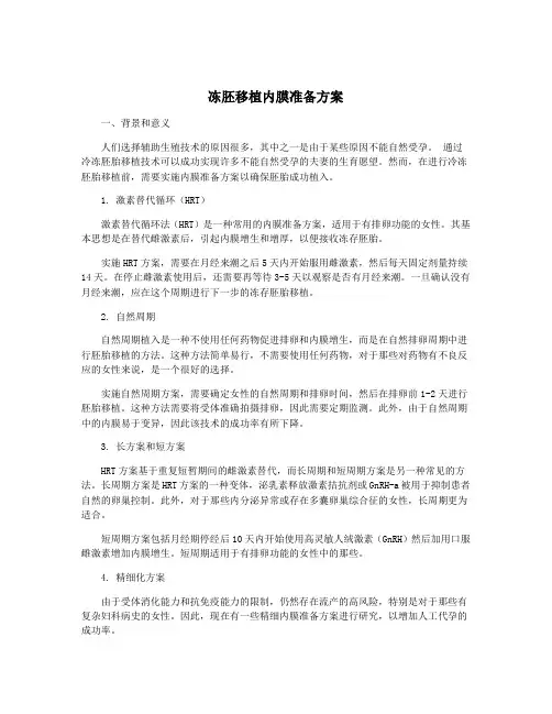 冻胚移植内膜准备方案