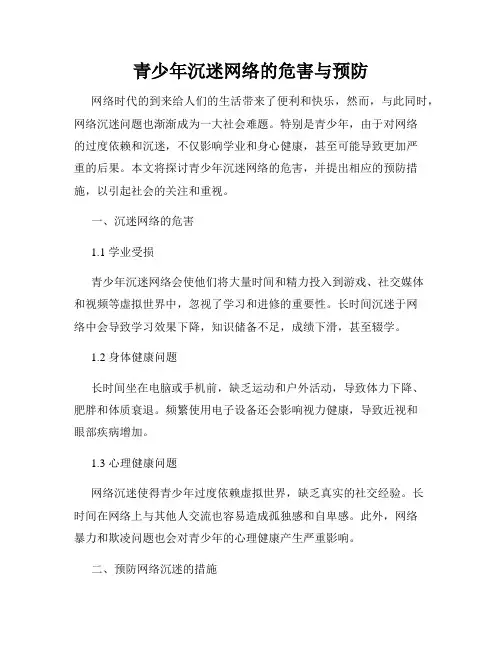 青少年沉迷网络的危害与预防