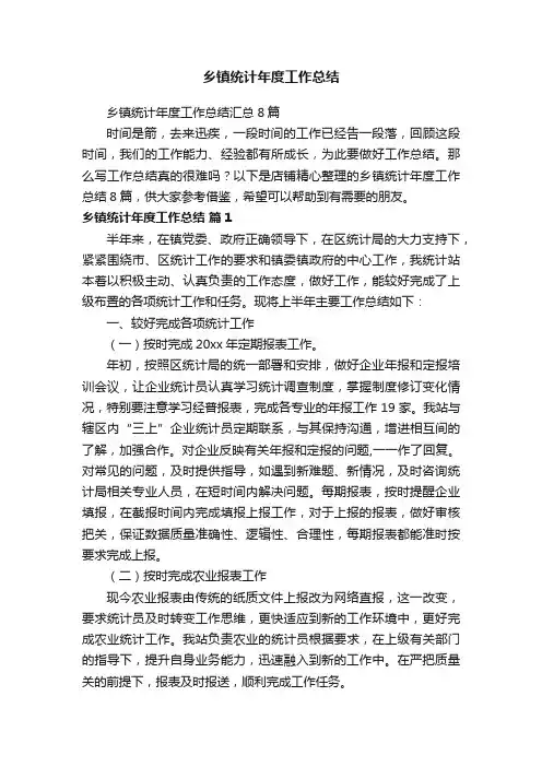 乡镇统计年度工作总结
