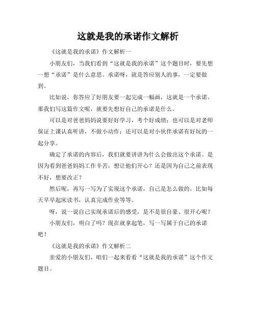 这就是我的承诺作文解析