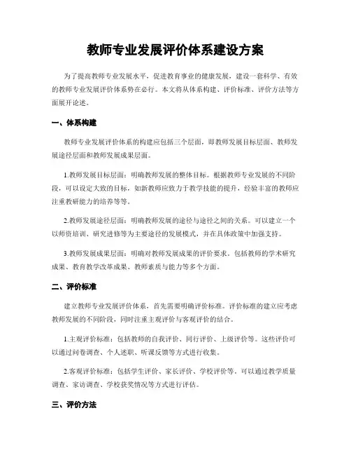 教师专业发展评价体系建设方案
