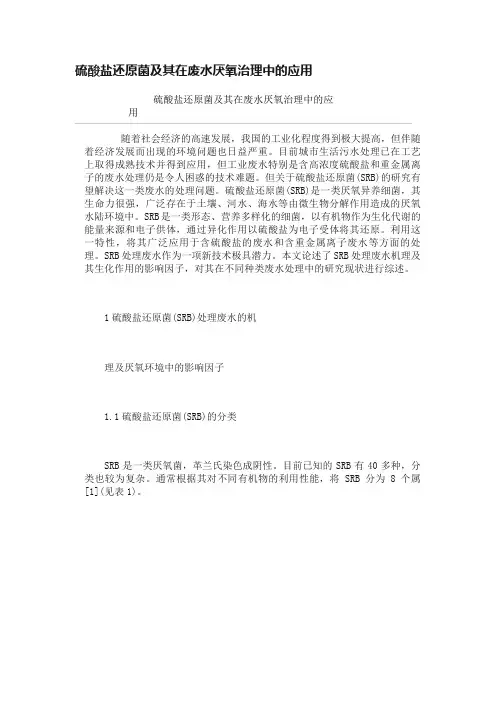 硫酸盐还原菌及其在废水厌氧治理中的应用