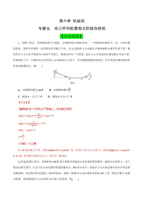 专题五 动力学和能量观点的综合应用(高效演练)-2019领军高考物理真题透析一轮复习(解析版)