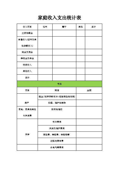 家庭收入支出统计表