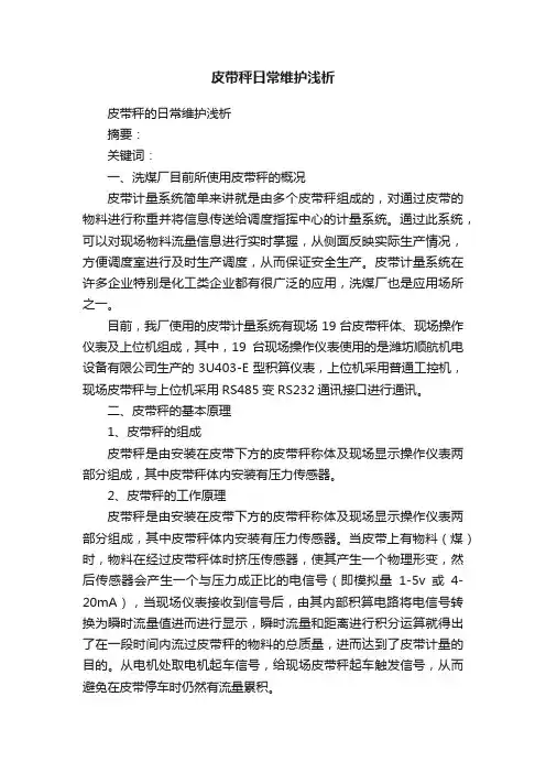 皮带秤日常维护浅析