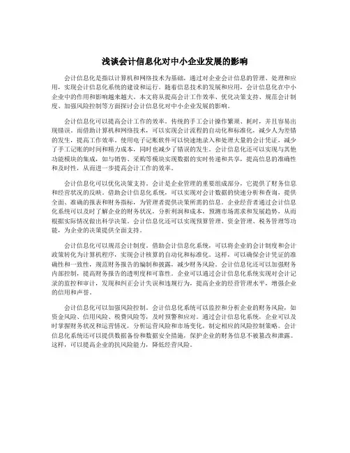 浅谈会计信息化对中小企业发展的影响