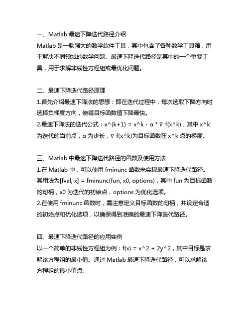 matlab 最速下降迭代路径