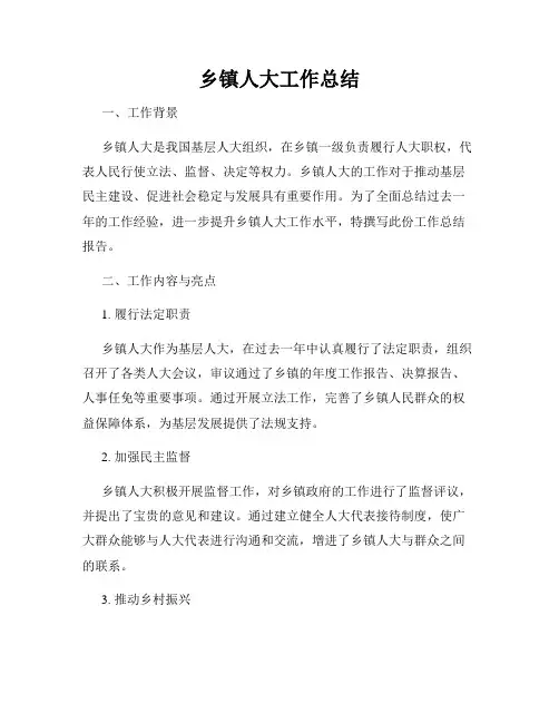 乡镇人大工作总结