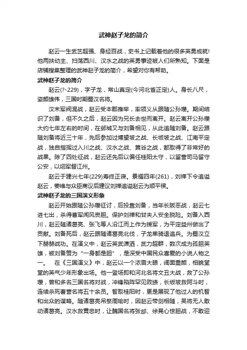 武神赵子龙的简介