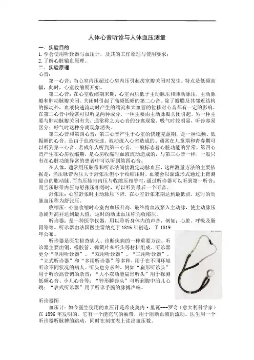 实验6 人体心音听诊与人体血压测量
