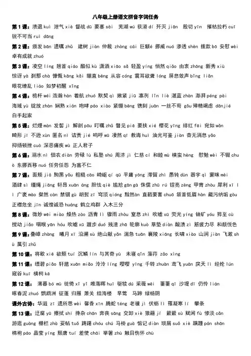 (完整word版)部编八年级上册语文拼音生字词语归纳完整版(word文档良心出品)
