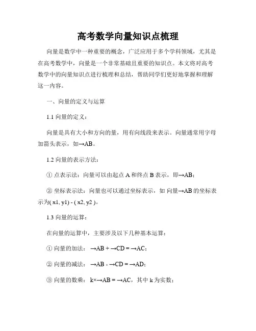 高考数学向量知识点梳理