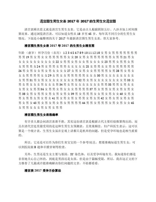清宫图生男生女表2017年2017的生男生女清宫图