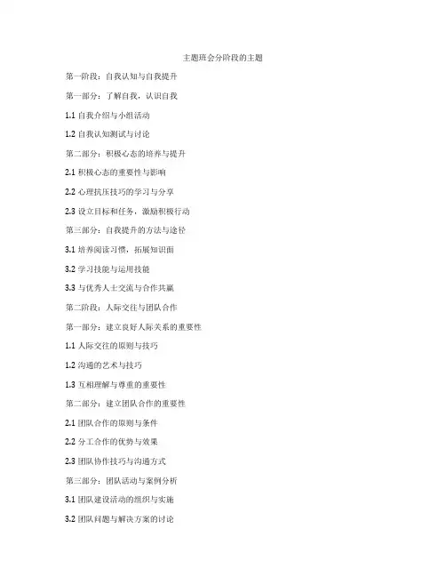 主题班会分阶段的主题