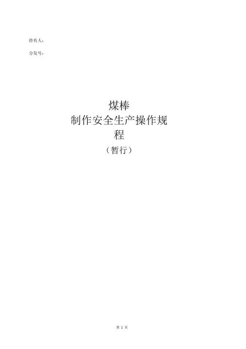 新型煤厂操作规程修改