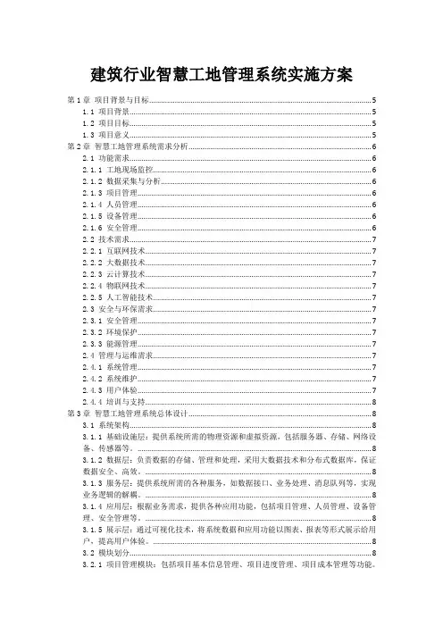 建筑行业智慧工地管理系统实施方案