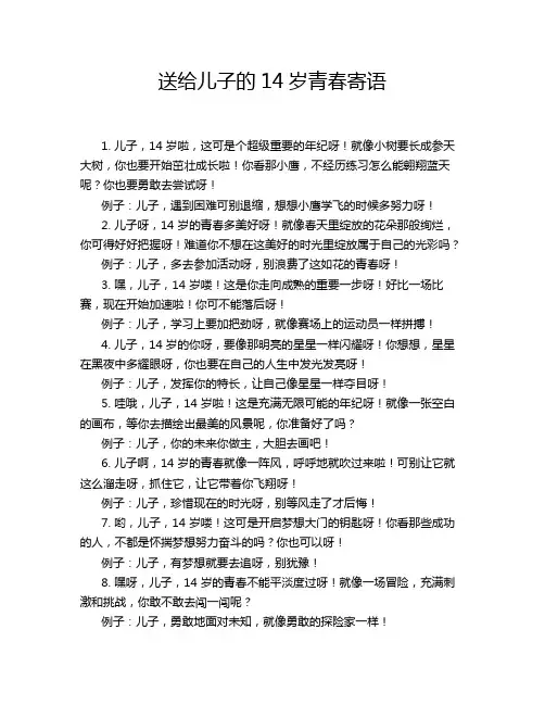送给儿子的14岁青春寄语