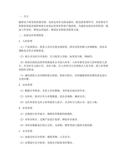 电商仓库管理制度及绩效