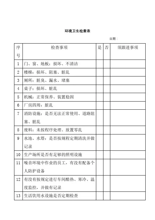 环境卫生检查表