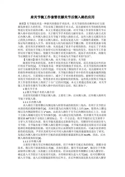 肩关节镜工作套管在膝关节后侧入路的应用