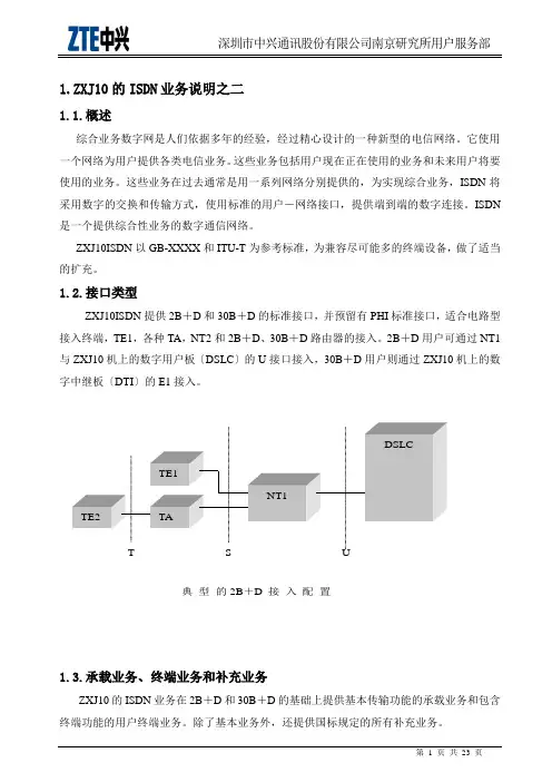 ZXJ10(V10)交换机系统篇 ISDN业务
