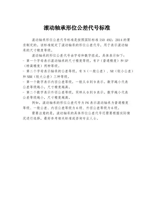 滚动轴承形位公差代号标准