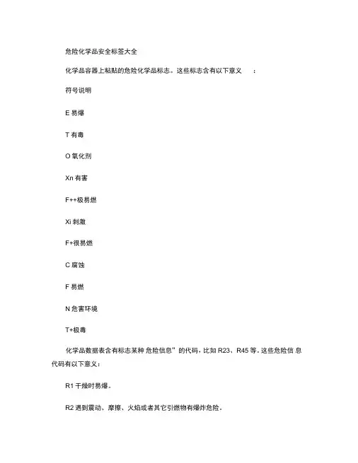危险化学品安全标签大全解读