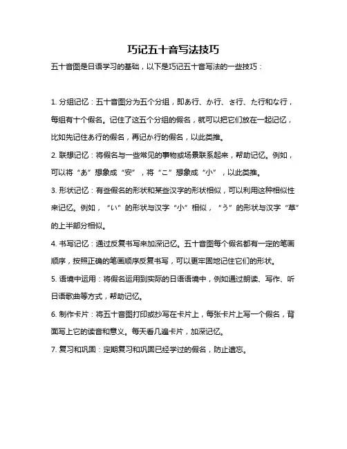 巧记五十音写法技巧