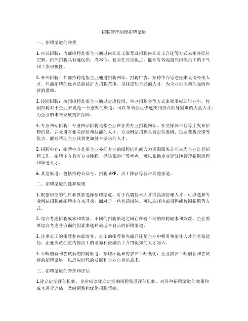 招聘管理制度招聘渠道