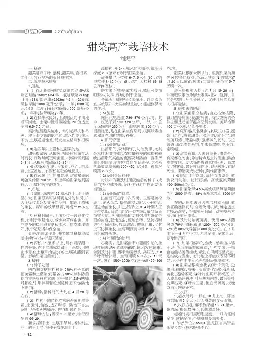 甜菜高产栽培技术