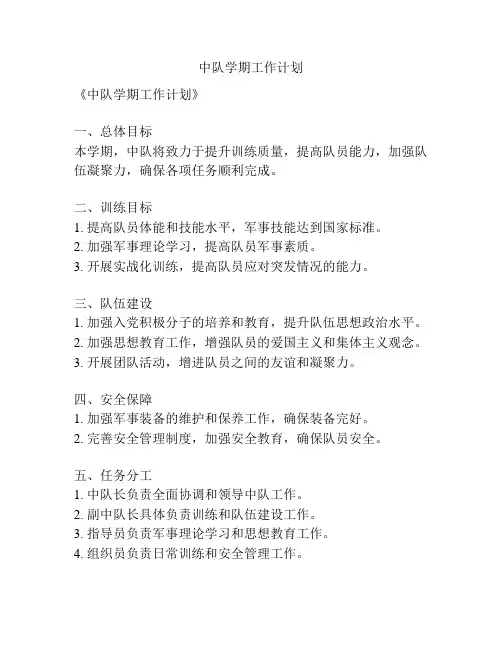 中队学期工作计划