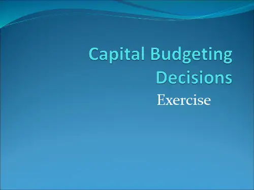 Capital Budgeting Decisions Exercises