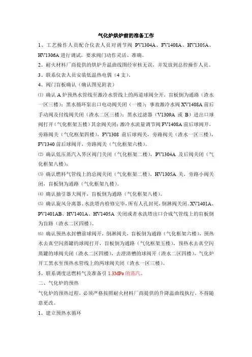 气化炉烘炉前的准备工作