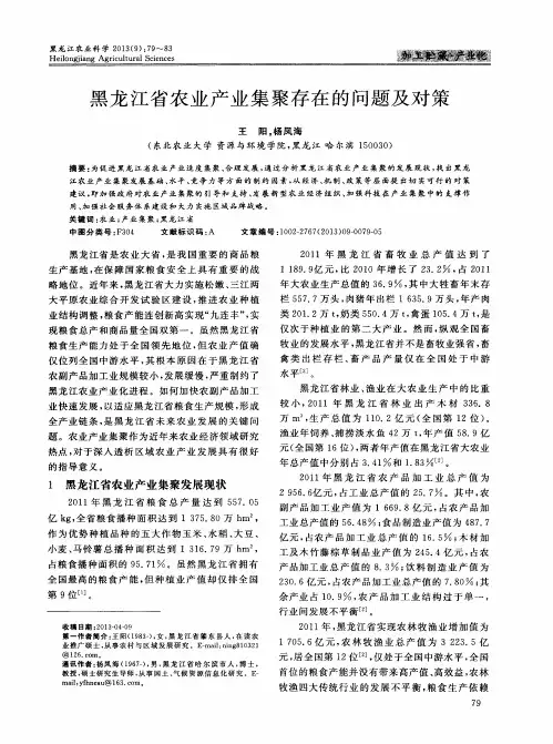 黑龙江省农业产业集聚存在的问题及对策