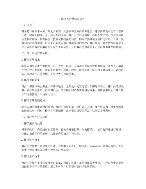 椰汁可行性研究报告