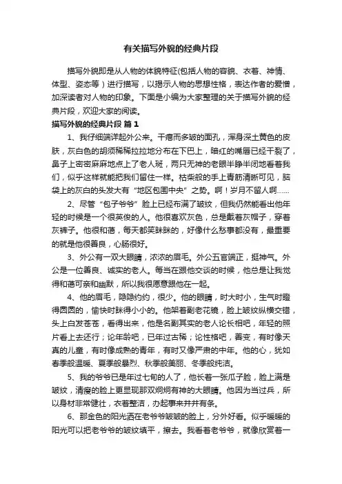 有关描写外貌的经典片段