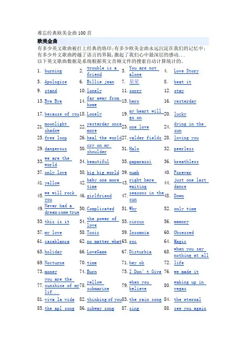 难忘经典欧美金曲100首