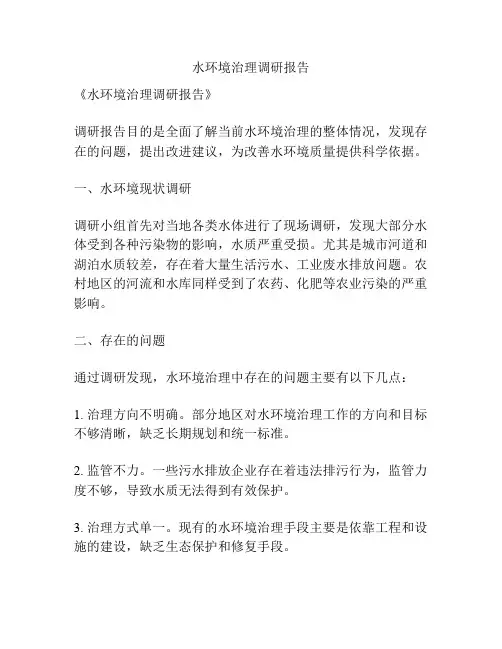 水环境治理调研报告