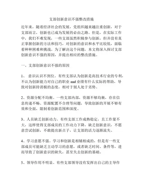 支部创新意识不强整改措施