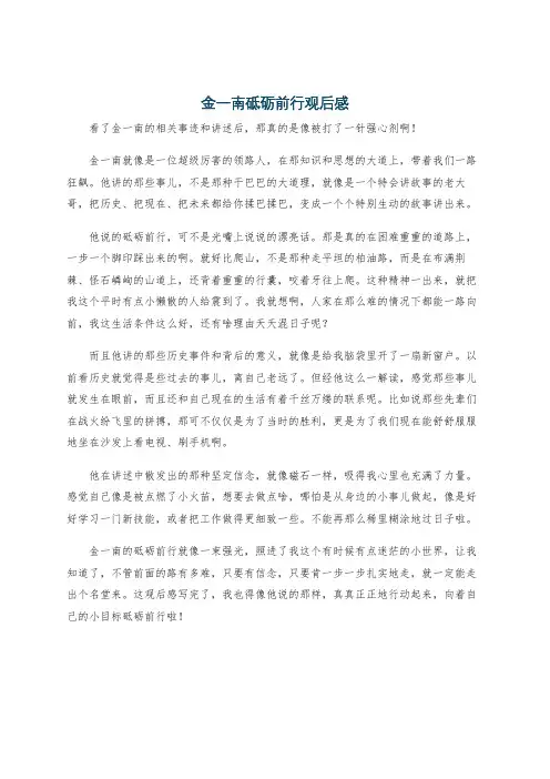 金一南砥砺前行观后感