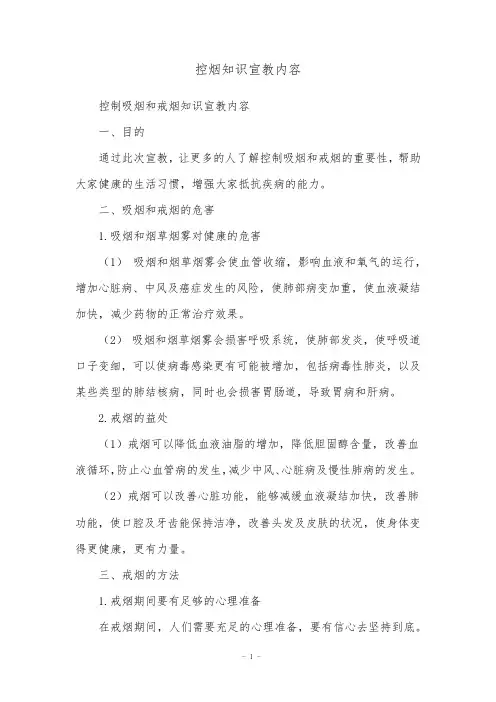 控烟知识宣教内容