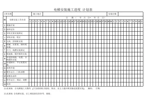 电梯安装施工进度计划表