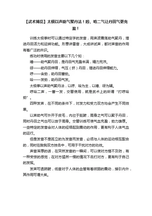 【武术博览】太极以声助气聚丹法！哼、哈二气让丹田气更充盈！