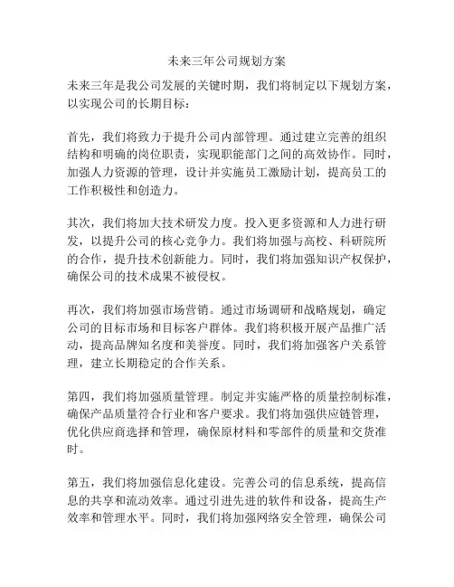 未来三年公司规划方案