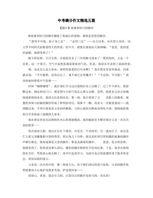 湖南中考满分作文精选5篇 (1)