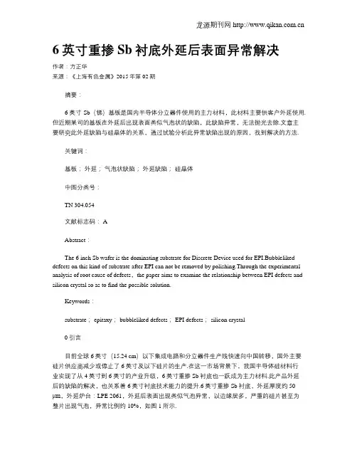 6英寸重掺Sb衬底外延后表面异常解决