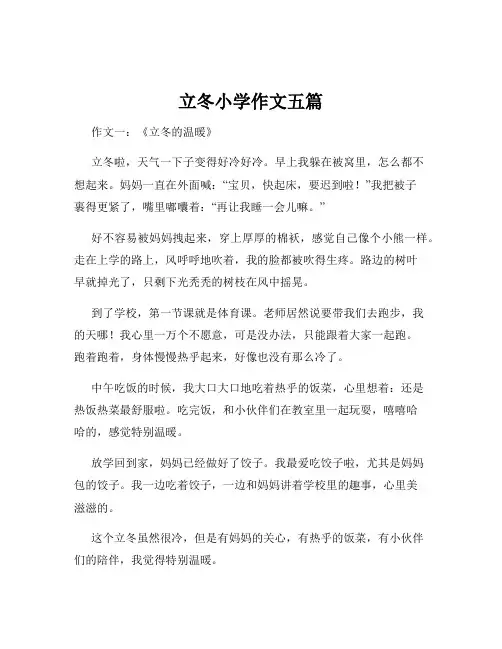 立冬小学作文五篇