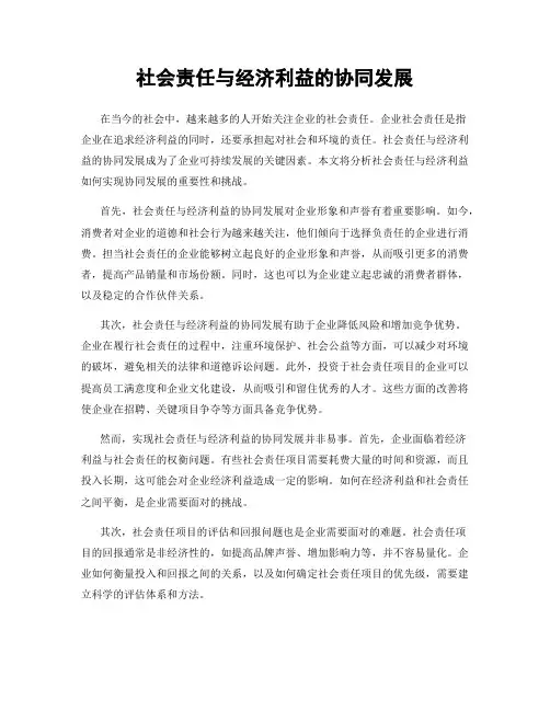 社会责任与经济利益的协同发展