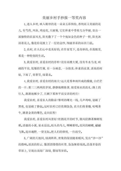美丽乡村手抄报一等奖内容